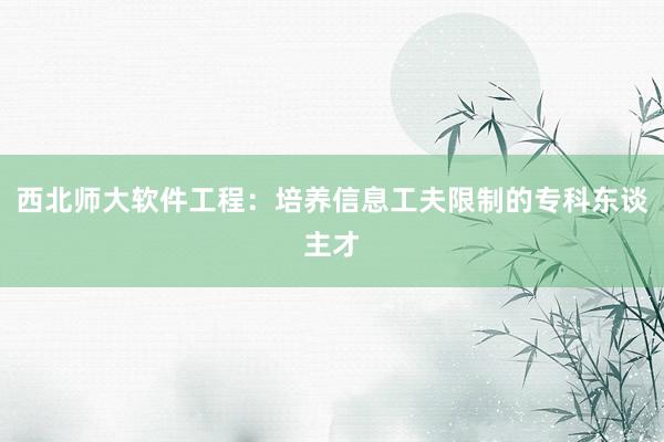 西北师大软件工程：培养信息工夫限制的专科东谈主才
