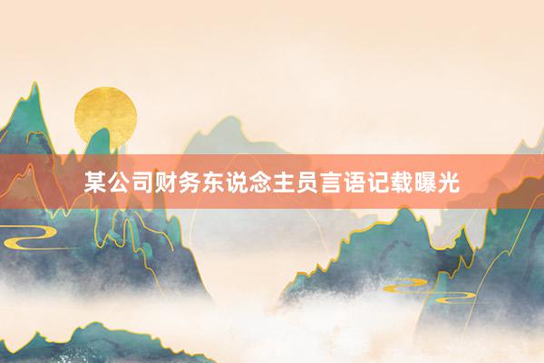 某公司财务东说念主员言语记载曝光